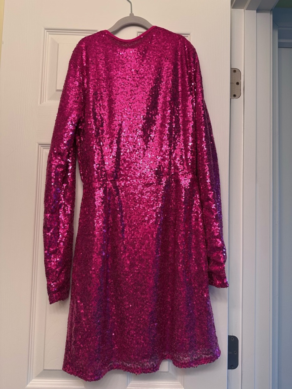 PrettyLittleThing Hot Pink Sequin Long Sleeve Mini Dress - Picture 5 of 8